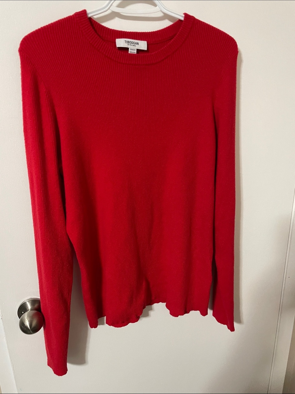 Toboggan White Label Red Long Sleeve Top Size 2X